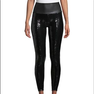 SPANX Faux-leather sequin high-rise leggings!